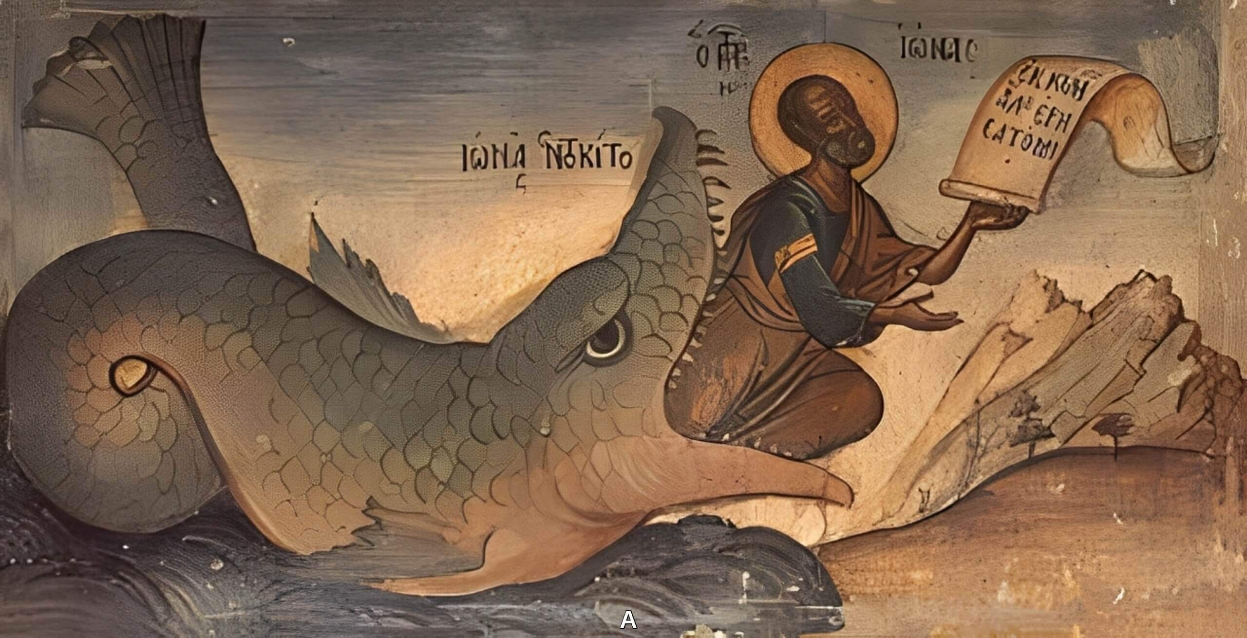 15th c. icon of Jonah and the Whale)
